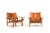 Pair of fine Danish hunting chairs in oak and cognac saddle leather by Kurt Østervig for KP Møbler Denmark 1960s. Model...