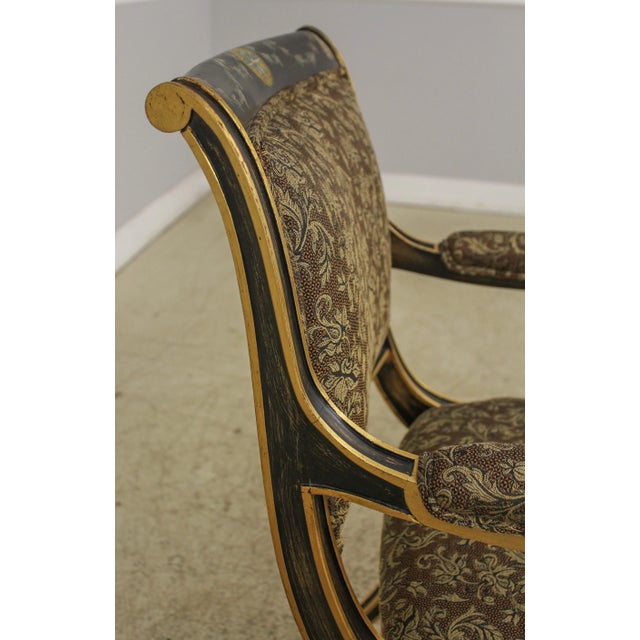 1990s Pair Regency Style Paint Decorated Open Armchairs For Sale - Image 5 of 13
