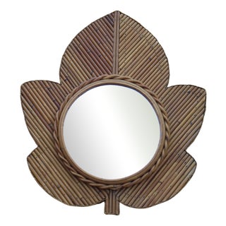 Rattan Mirror by Vivai Del Sud, 1970 For Sale