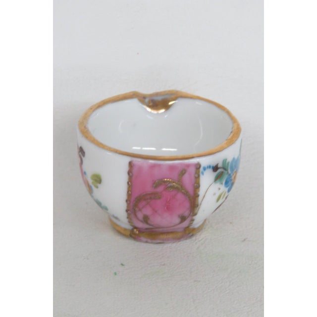 Mid 20th Century Small Ceramic Bowl Miniature Vessel Hand Painted Floral Motif Gold Trim 5117b For Sale - Image 5 of 11