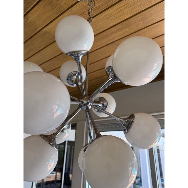 1970s 1970’s Mid-Century Modern Lightolier 12-Light Atomic Chrome & Milk Glass Sputnik Chandelier For Sale - Image 5 of 12