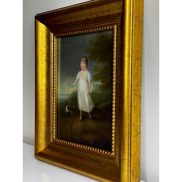 Historical Oil Painting Portrait of Louisa Cooke and “Mr. Quiz”: Home Before Trafalgar British Provincial School, in the Manner of George Romney For Sale - Image 4 of 18