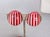 Trifari Vintage 1970s Signed Crown Trifari Round Domed Clear, Red & White Striped Clip Earrings-2 Pieces For Sale - Image 4 of 7