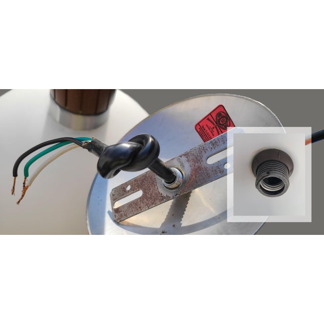 1960s Pair of Large Open Frost Glass Globes With Gruvwood Finials From Light Craft of California For Sale In Detroit - Image 6 of 6