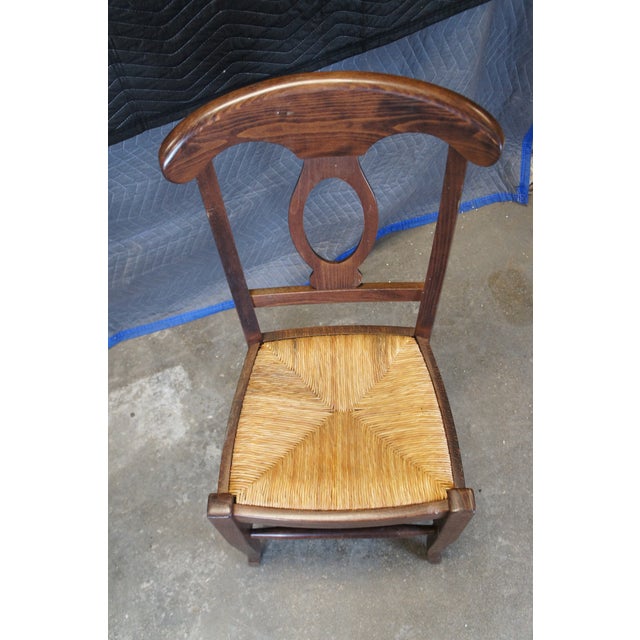 Mid 20th Century Pottery Barn Italian Tuscan Oak Rush Seat Napoleon