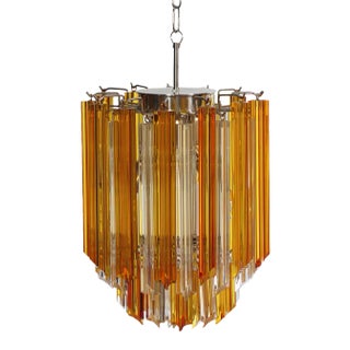 Vintage Italian Glass Quadriedri Chandelier, 1982 For Sale