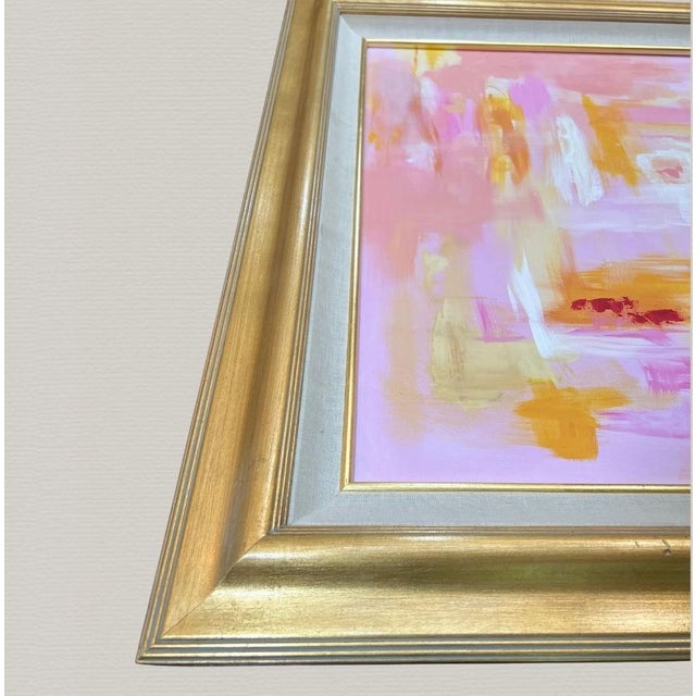 1980s Abstract Painting Pink #3 on Stretched Canvas For Sale - Image 11 of 16