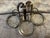 3 Sconces with 3 Removable Glass Plates Each sconce has 2 circles and the bottom larger circle holds a glass plate in...