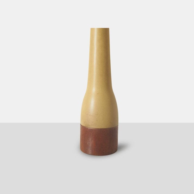 Wood 1950s Matte Olive Stoneware Table Lamp by Gordon & Jane Martz For Sale - Image 7 of 7