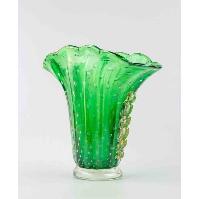 Art Deco Vase in Light Green Murano Glass by Barovier and Toso, Italy, 1930s For Sale - Image 3 of 6
