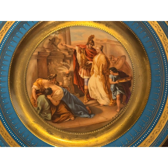 Early 20th Century Antique Victorian Royal Vienna Porcelain Gilt Decorated Scenic Plate Festwal For Sale - Image 5 of 6