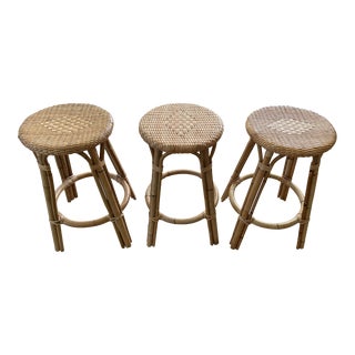 Serena & Lily Sunwashed Riviera Backless Counter Stools - Set of 3 For Sale