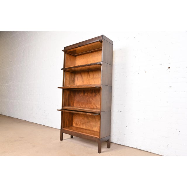 1920s Antique Shaw Walker Arts & Crafts Mahogany Four-Stack Barrister Bookcase, 1920s For Sale - Image 5 of 11