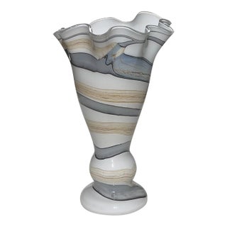 Vintage Amelia Art Fluted Mouth Blown Handkerchief Vase For Sale