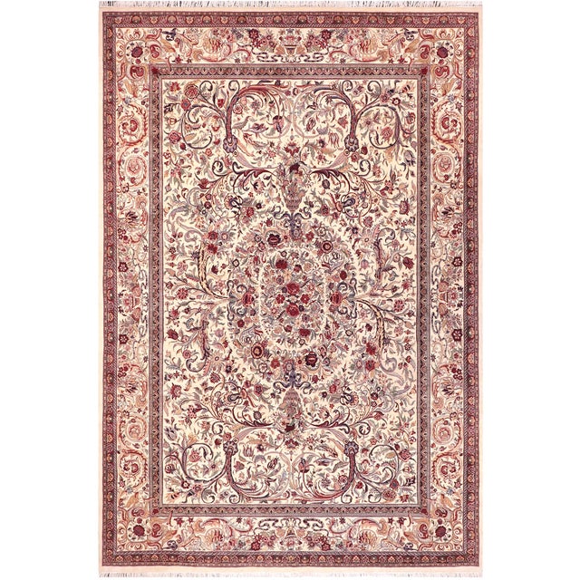 Art Nouveau Pak-Persian Ivory/Gold Wool Rug - 9'0'' X 12'5'' For Sale - Image 9 of 9