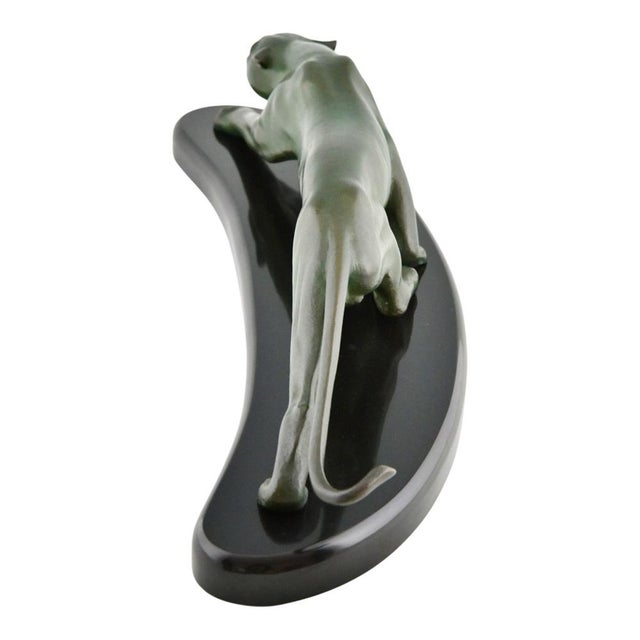 Metal Georges Lavroff, Art Deco Panther, 1925, Bronze on Marble Base For Sale - Image 7 of 12