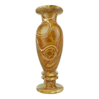Mid 20th Century Solid Onyx Carved Traditional Urn Design Vase For Sale