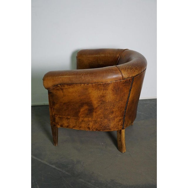 Vintage Dutch Cognac Leather Club Chair For Sale - Image 6 of 18