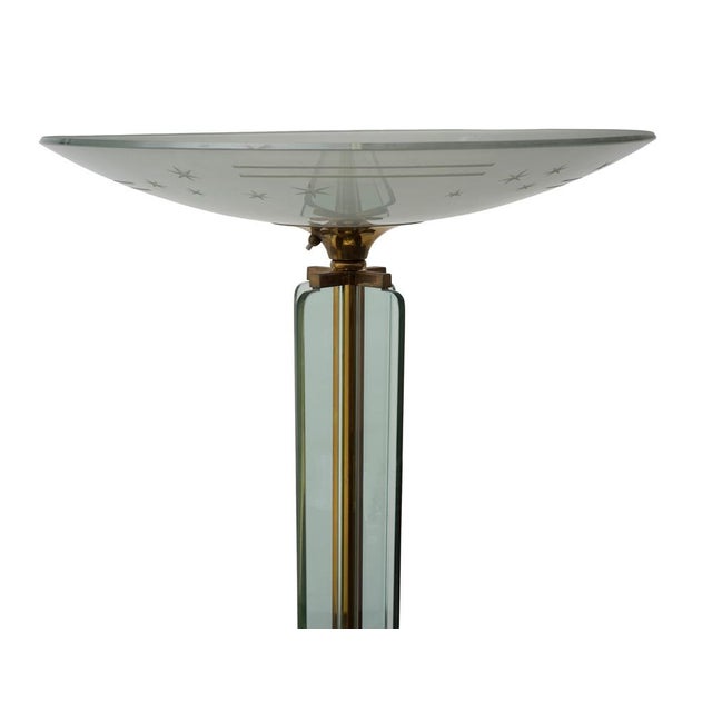 Vintage Brass and Glass Floor Lamp by Luigi Brusotti, 1930s For Sale - Image 3 of 5