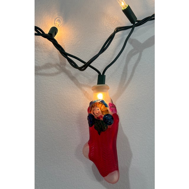 Glass All 4, 1-Price- Vintage Glass Christmas Light Covers- Teddy, Nutcracker, Stocking & Horn 'O Plenty For Sale - Image 7 of 9