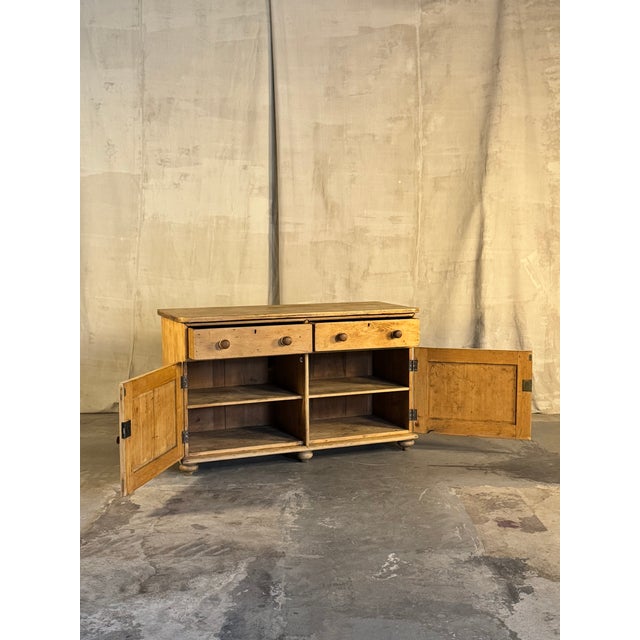 Antique English Deep Pine Dresser or Sideboard W/ Six Bun Feet | Circa 1890 For Sale - Image 15 of 18