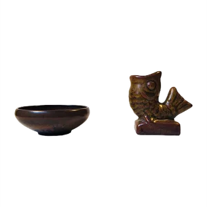 Mid-Century Ceramic Fish Vase & Bowl by Laurids Hjorth, 1950s, Set of 2