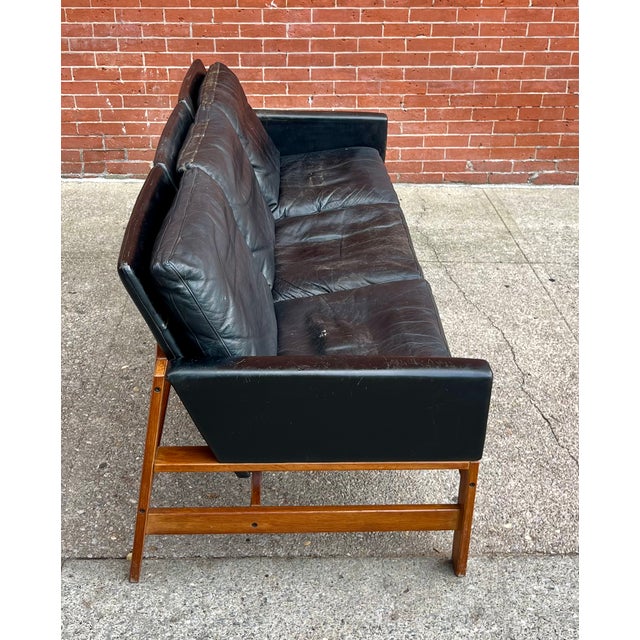 1960s 3-Seater Leather Sofa, Denmark For Sale - Image 9 of 12