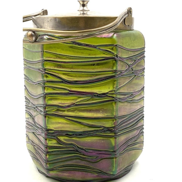 Art Nouveau Iridescent Glass Cookies Jar from Pallme & König, Austria, 1910s For Sale - Image 12 of 18