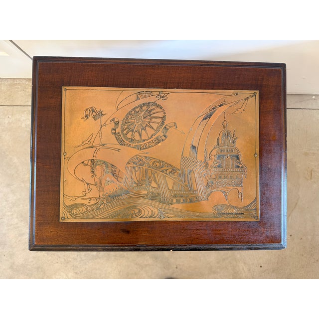 Mid 20th Century Mid 20th Century Willem Dieperink Langeris Arts & Crafts Copper Panel Relief Table For Sale - Image 5 of 16