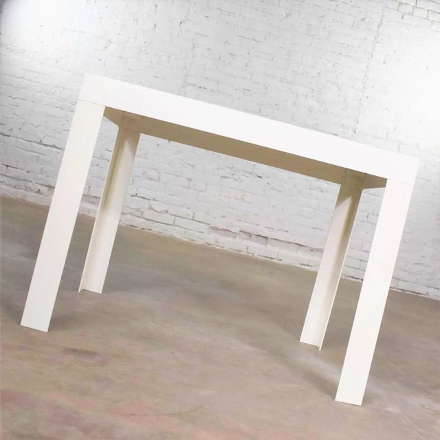 Great modern rectangular molded white plastic Parsons style side table in the style of Syroco and Kartell. It is in...