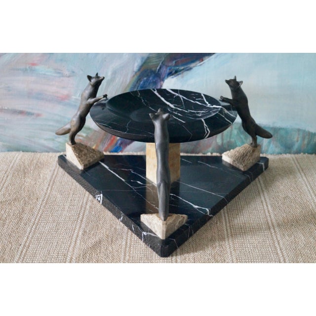 Art Deco French Marble Bowl with Bronze Foxes, 1930s For Sale - Image 9 of 9