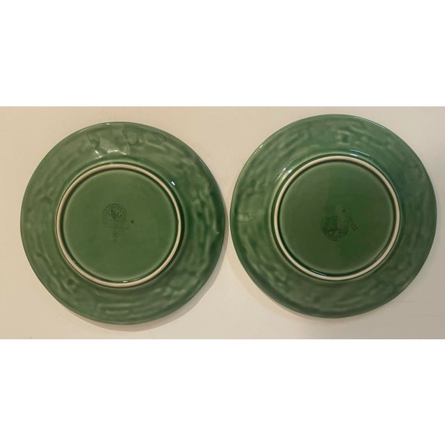 Bordallo Pinheiro Majolica Plates Green Oak Leaf Acorn - Set of 6 For Sale - Image 10 of 10