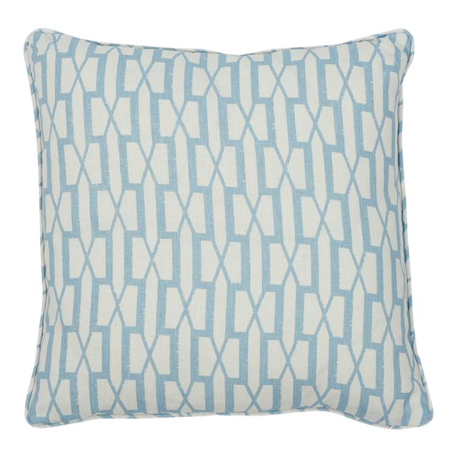 Schumacher X Veere Grenney Belvedere 16" Pillow in Sky For Sale