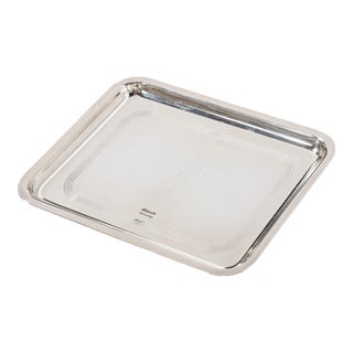Christofle Silver-Plated Art Deco Style Tray With Engine Turned Engraving For Sale