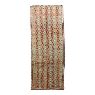 1980's Moroccan Peach Wool Rug - 9.9 X 4 Ft For Sale