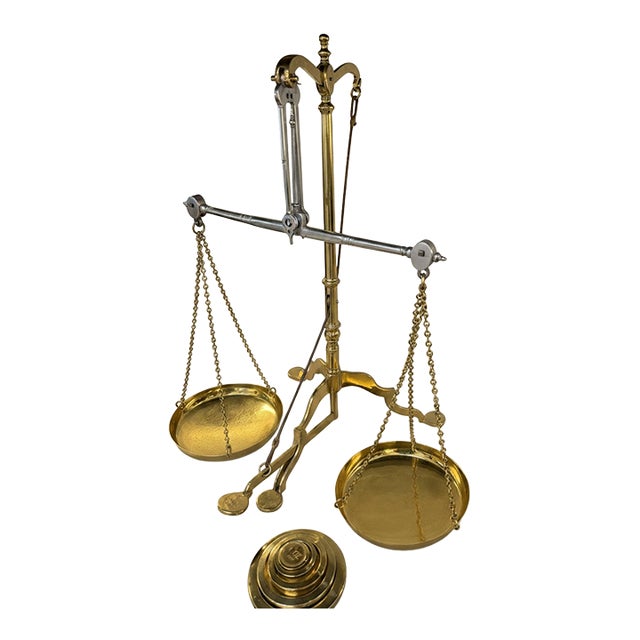 Antique English Doyle & Son Brass Merchant Balance Scale With Avery Weights For Sale