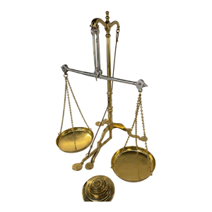 Antique English Doyle & Son Brass Merchant Balance Scale With Avery Weights