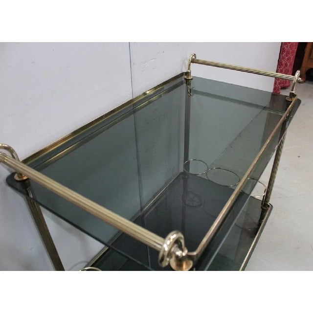 1970s Rolling Brass & Smoked Glass Trolley, 1970s For Sale - Image 5 of 18