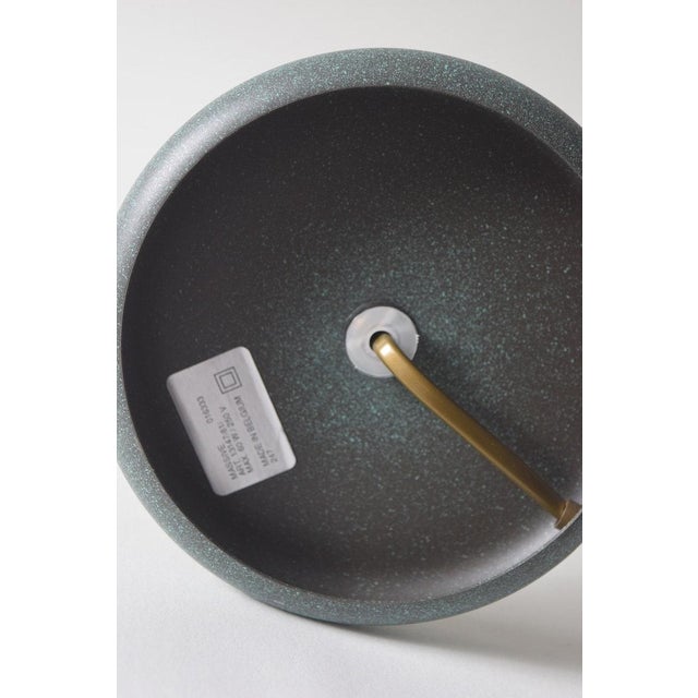 Vintage Brass Table Lamp, Teal Textured Column Desk Lamp — 1980s For Sale - Image 6 of 6