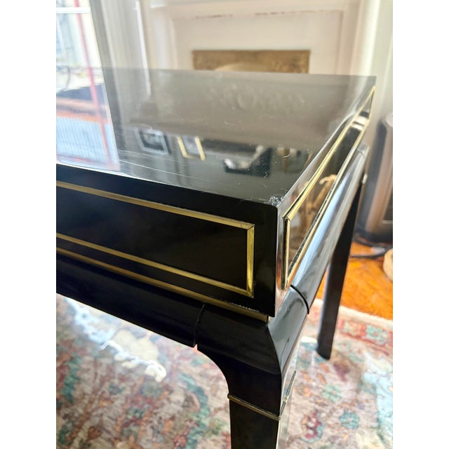 John Stuart 1950s John Stuart Black Lacquer and Brass Desk For Sale - Image 4 of 5