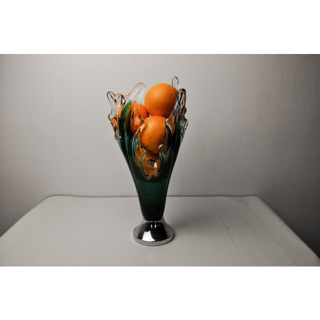 Superb and rare green sommerso vase designed and manufactured for seguso in murano in the 1970s. Handcrafted glass work...