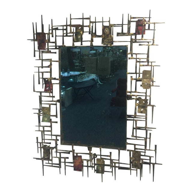 Brown Brutalist Nail & Metal Mirror by Silas Seandel For Sale - Image 8 of 8
