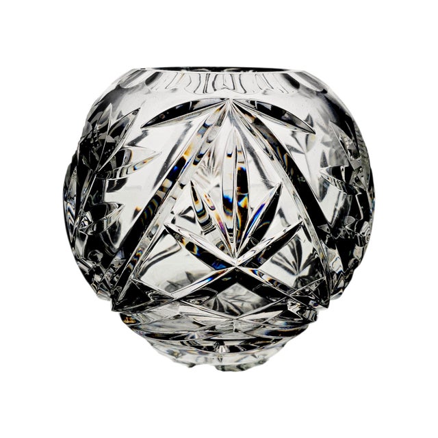 Late 20th Century Lausitzer Margaret German Lead Crystal Rose Bowl 5" Sunflower Pattern For Sale - Image 5 of 14