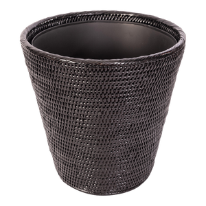 Artifacts Rattan Round Tapered Waste Basket with Metal Liner