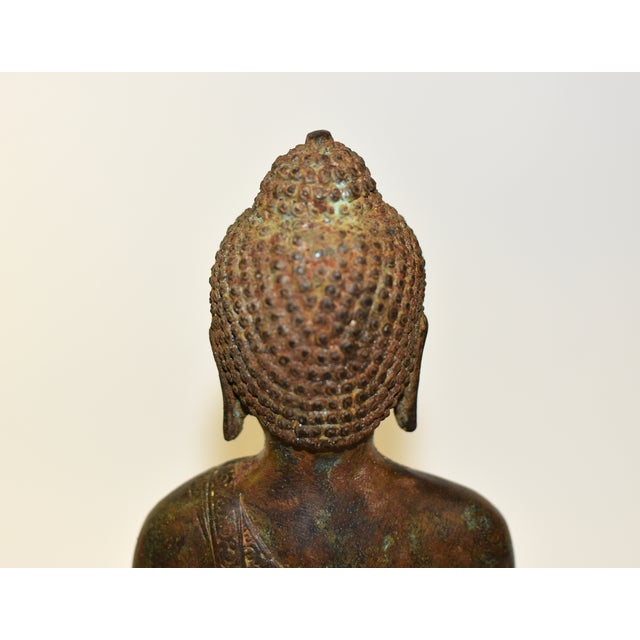 Large Antique Bronze Buddha Shakyamuni on Double Lotus For Sale - Image 17 of 18