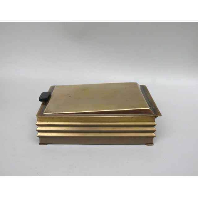 Art Deco Brass and Wood Lidded Tobacco Box, Germany, 1920s For Sale - Image 4 of 9