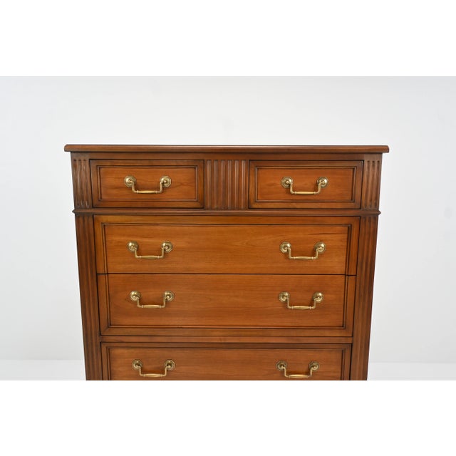 Brown Kindel Furniture Neoclassical Louis XVI Style Cherry 7-Drawer Highboy Dresser For Sale - Image 8 of 16