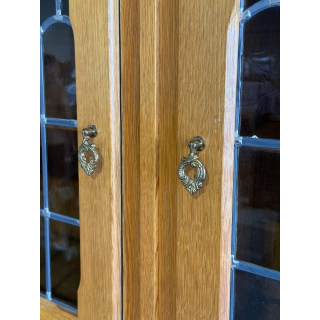 In Style of Henning Kjærnulf Oak Hutch With Glass Doors and Open Shelves Denmark Mid-Century Modern 1960s For Sale - Image 10 of 10