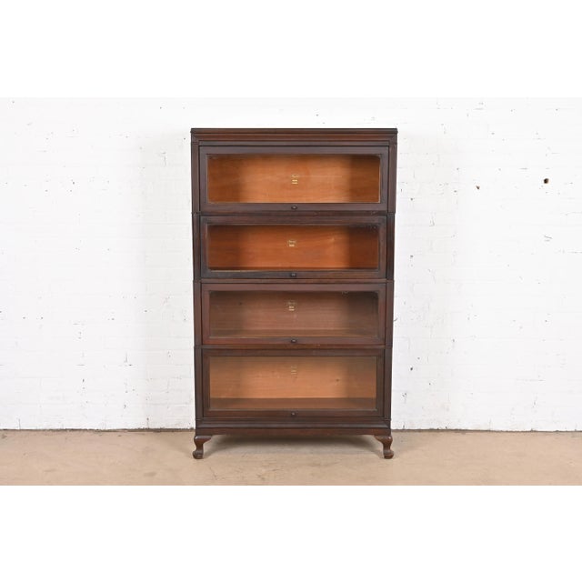 Antique Arts & Crafts Mahogany Four-Stack Barrister Bookcase by Macey, Circa 1920s For Sale - Image 12 of 12