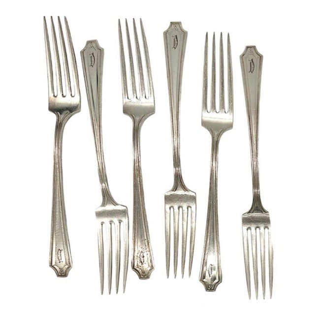 Art Deco Early 1900s Old French King Albert Sterling Silverware Set of 19 by Whiting Manf Co For Sale - Image 3 of 12